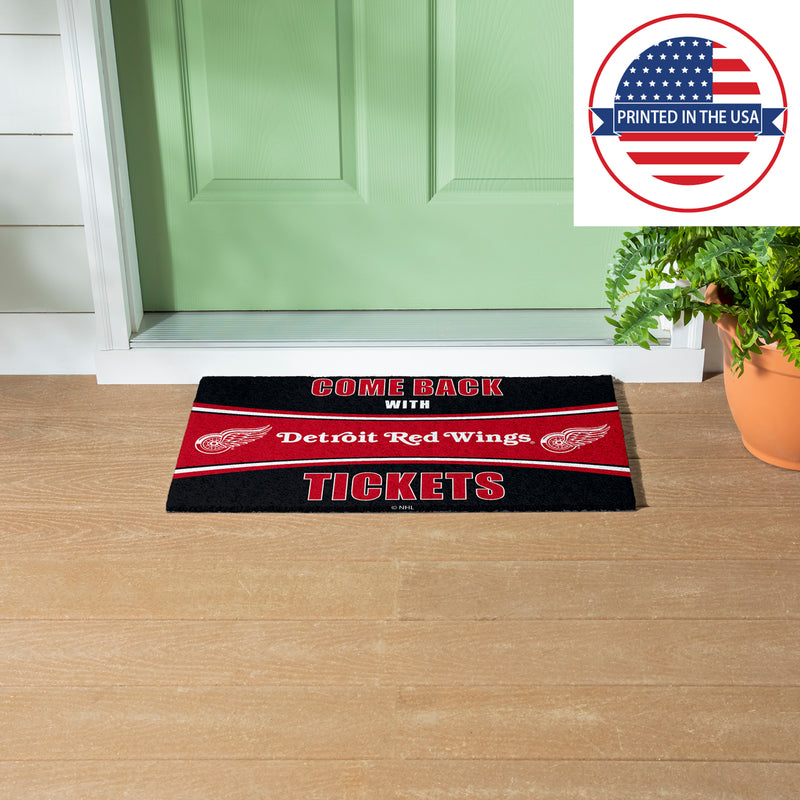 28" x 16" PVC Trapper Mat, Come Back with Tickets, Detroit Red Wings