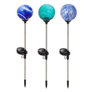 Seaside Retreat Garden Stake, Solar Art Glass Stone, 20.5"H, Asst of 3, CDU