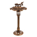 Solar Plastic Bird Bath, Bird on Branch Gold Finish