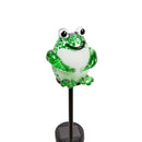 Cottage Garden Stake, Solar Art Glass Frog with Metal Display, 22"H