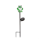 Cottage Garden Stake, Solar Art Glass Frog with Metal Display, 22"H