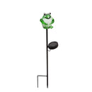 Cottage Garden Stake, Solar Art Glass Frog with Metal Display, 22"H