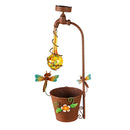 20.5"H Solar Drip Light Swirl Glass Planter, Yellow