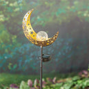 Cottage Garden Stake, Sun and Moon with Glass Crackle Ball, 29", Asst of 2, CDU