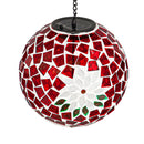 8" Solar Hanging Mosaic Gazing Ball, Poinsettia