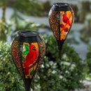31.5"H Fire Flame Solar Garden Stake with Glass Cardinal, 2 Asst, 12pc CDU