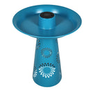 Solar Laser Cut Metal Bird Bath with Pedestal, Blue
