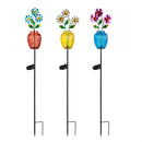 39.5" Flower Solar Garden Stake, 3 Asst, 4 of Each, 12 Piece CDU