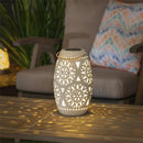 14.6" White Ceramic Solar Lantern