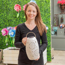14.6" White Ceramic Solar Lantern