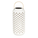 16" White Ceramic Solar Lantern