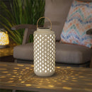 16" White Ceramic Solar Lantern