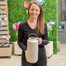 16" White Ceramic Solar Lantern