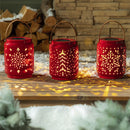 Pierced Christmas Icon Solar Lanterns, 3 ASST