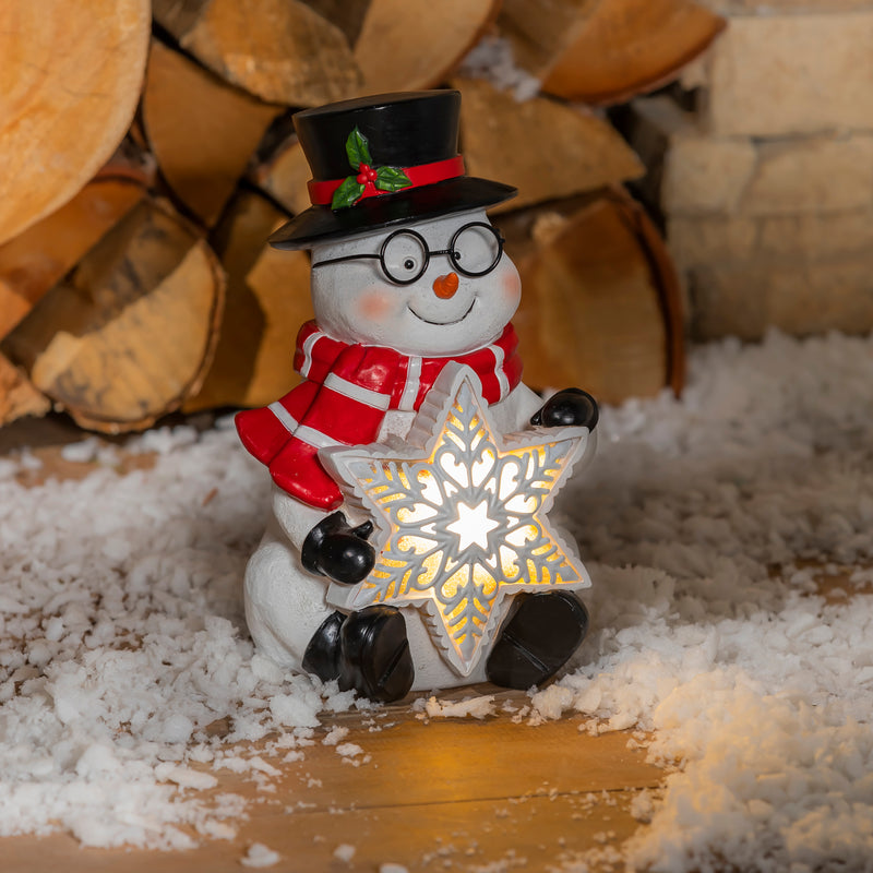 Holiday Statue w/ LED Snowflake- SNOWMAN,2sp8060