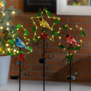 Twinkling Solar Acrylic Christmas Wreath Bird Garden Stake, 3 Asst, 4 of Each, CDU of 12