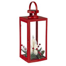 Plastic Red Solar Lantern w/ Holiday Wreath