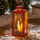 Plastic Red Solar Lantern w/ Holiday Wreath