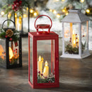 Plastic Red Solar Lantern w/ Holiday Wreath