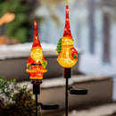 Traditional Santa Garden Stake, Glass Solar Garden Stake, Santa and Snowman, 36"H, Asst of 2
