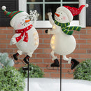 Solar Skating Snowmen Garden Stakes 2 Asst, 3 of Each, 6 Total