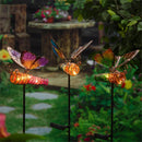 35"H Solar Garden Stake, Glass Butterfly, In CDU