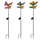 35"H Solar Garden Stake, Glass Butterfly, In CDU
