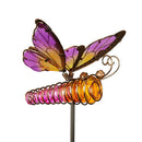 35"H Solar Garden Stake, Glass Butterfly, In CDU