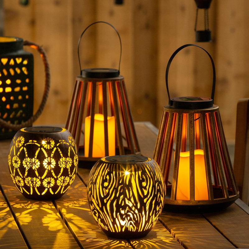 Caged Candle Holder Solar Lantern 2 ASST