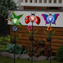 36"H Solar Garden Stake, Blooming Flower Pollinators, In CDU