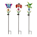 36"H Solar Garden Stake, Blooming Flower Pollinators, In CDU