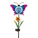 36"H Solar Garden Stake, Blooming Flower Pollinators, In CDU