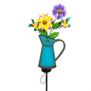 32"H Solar Garden Stake, Spring Blooms Watering Can, In CDU