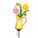 32"H Solar Garden Stake, Spring Blooms Watering Can, In CDU