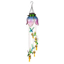 White Light Purple Fairy Flower Glass Solar Mobile, Hummingbird