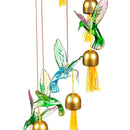 White Light Purple Fairy Flower Glass Solar Mobile, Hummingbird
