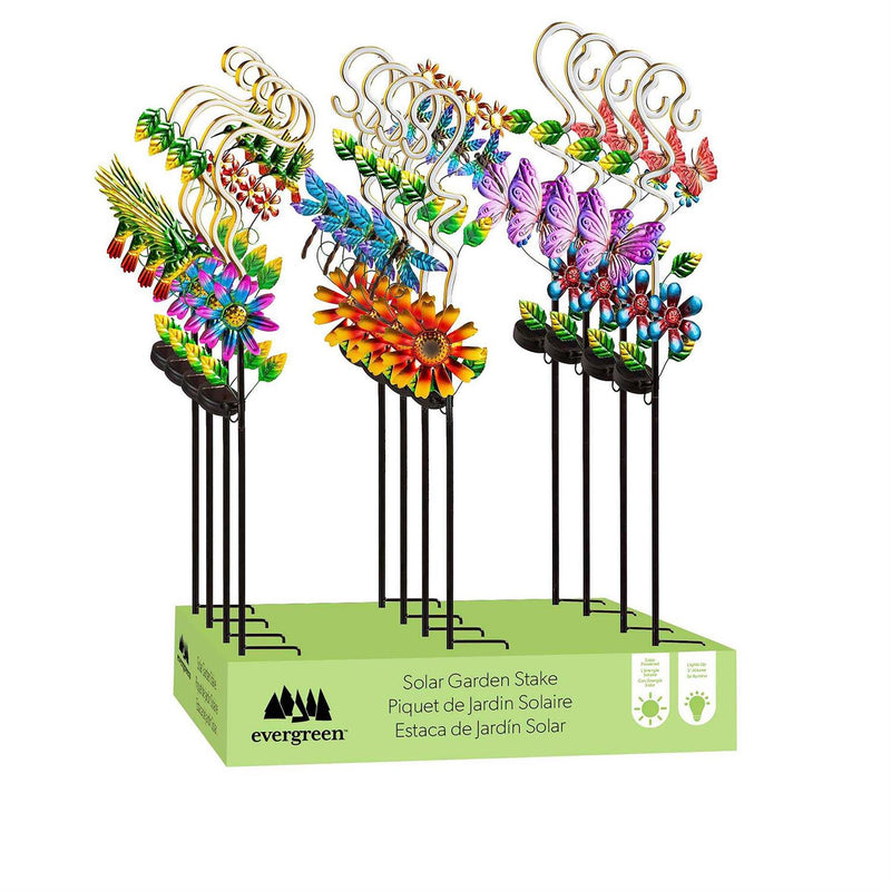 36"H Solar Garden Stake, Neon Pollinator