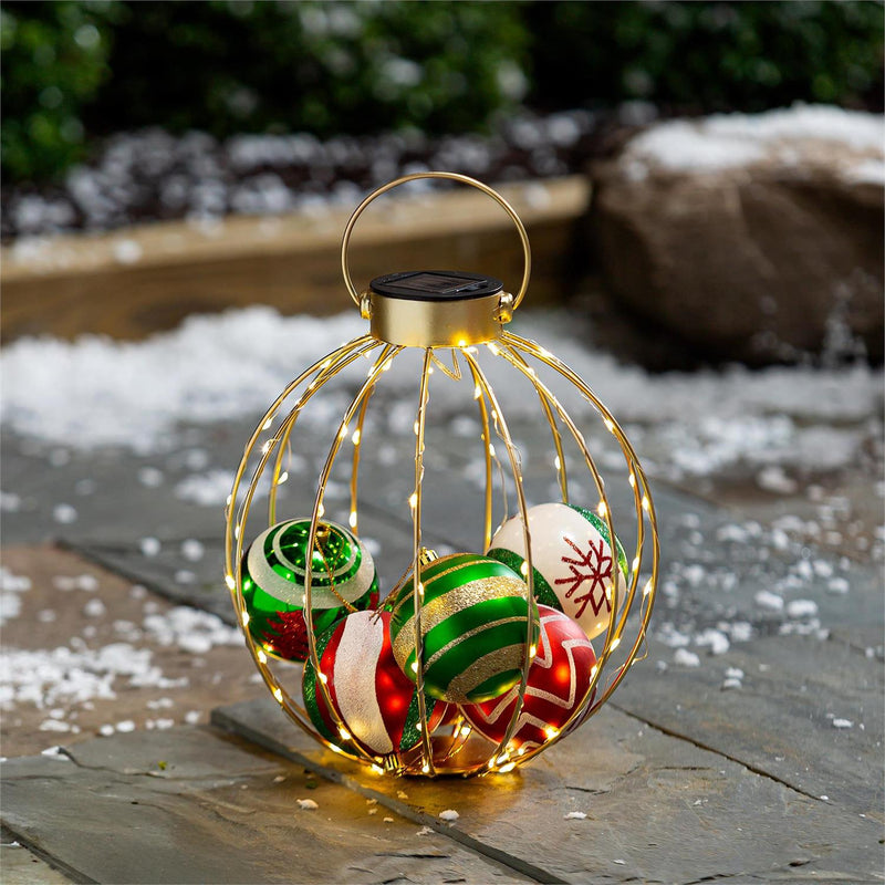 Joyful Traditions Outdoor Lamp & Lighting, Solar Lantern, Round Ornament, 12"H