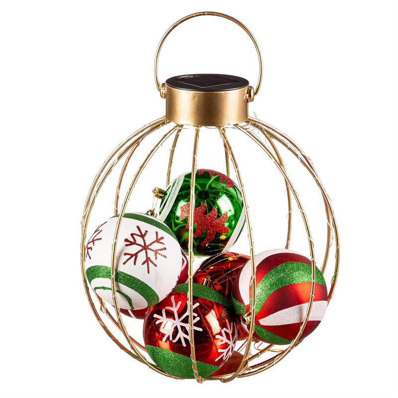 Joyful Traditions Outdoor Lamp & Lighting, Solar Lantern, Round Ornament, 15"H