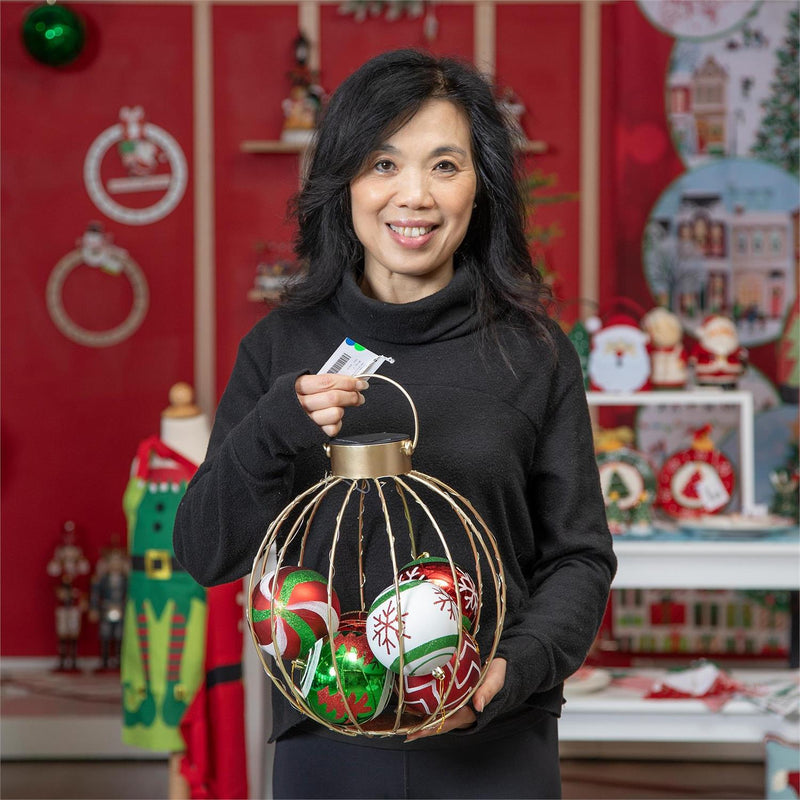 Joyful Traditions Outdoor Lamp & Lighting, Solar Lantern, Round Ornament, 15"H