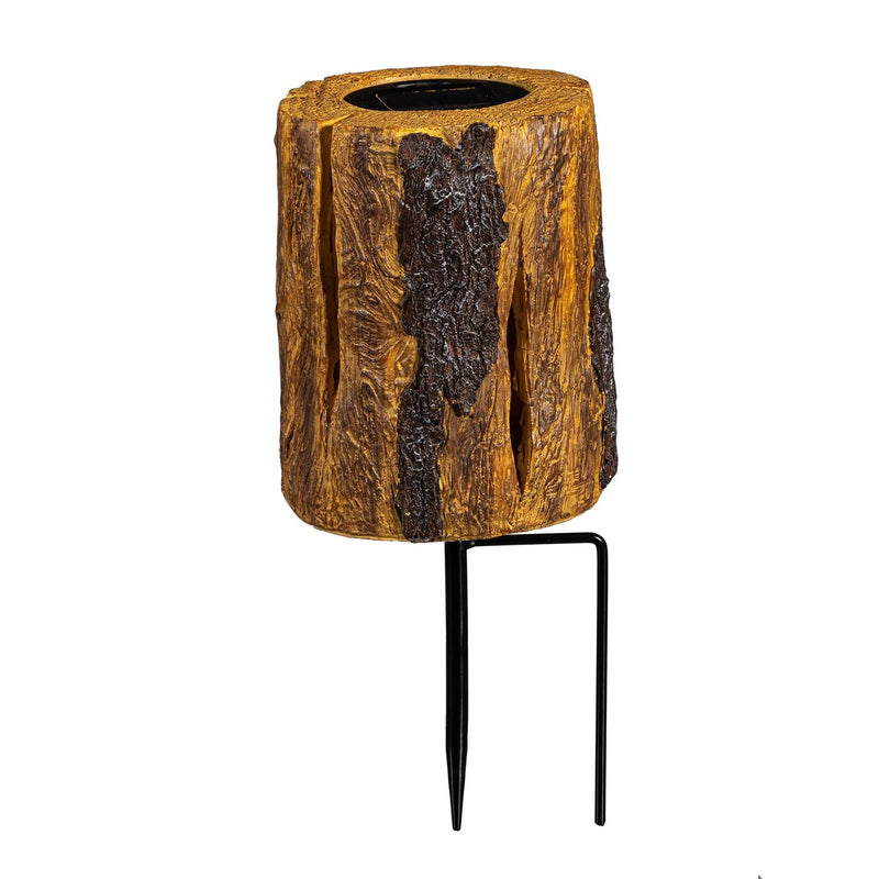 Woodland Storybook Garden Path Lighting, Solar Path Lights, Faux Wood, 14"H, Asst of 2