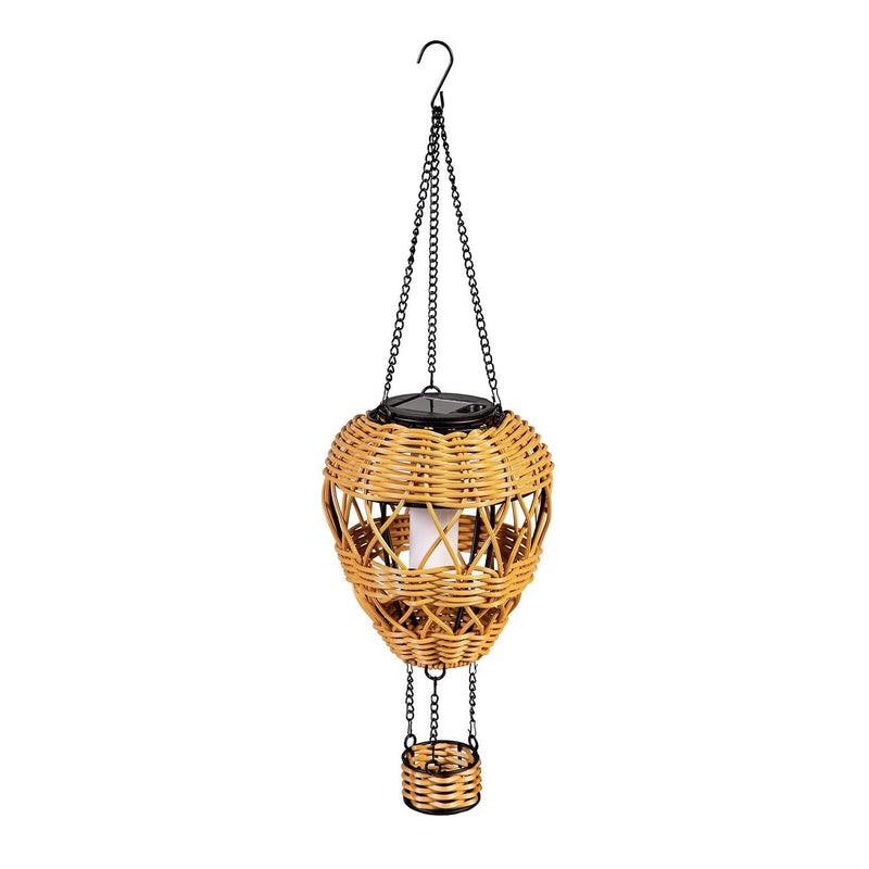 What She Shed Outdoor Lamp & Lighting, Faux Rattan Solar Hot Air Balloon, Asst of 3