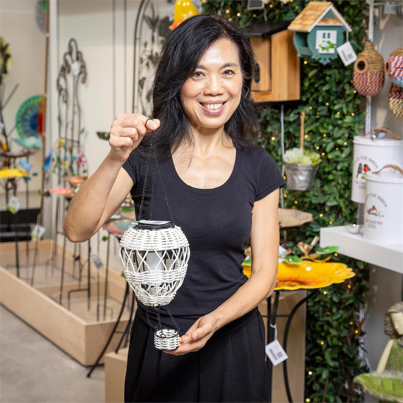 What She Shed Outdoor Lamp & Lighting, Faux Rattan Solar Hot Air Balloon, Asst of 3