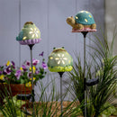 Tropical Oasis Garden Stake, Ceramic Solar Turtle, 32", CDU