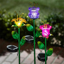 Cottage Garden Stake, Glass Solar Tulip, 25", CDU