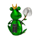 Solar Metal King Frog With Fiber Optic, 9"H