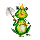 Solar Metal King Frog With Fiber Optic, 9"H