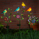 Neon Birds Solar Rain Gauge Garden Stake, 32", CDU