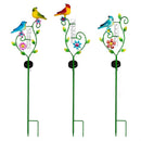 Neon Birds Solar Rain Gauge Garden Stake, 32", CDU