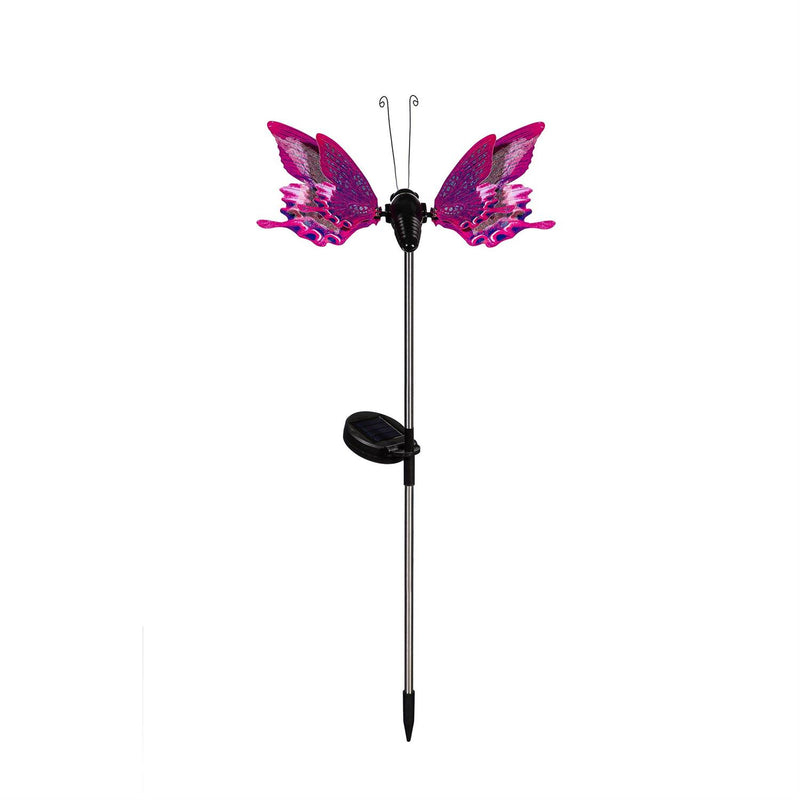Flutterfly Solar Garden Stake, Pink
